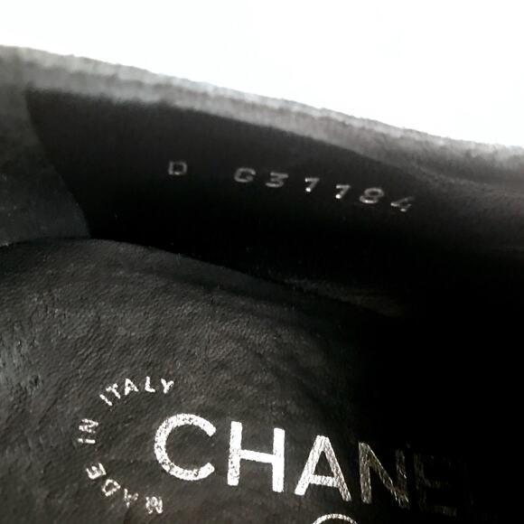 🪄100% Auth CHANEL Chunky Black Patent Pinstripe Lace Up Oxford Shoes sz 42 12 - Picture 13 of 14